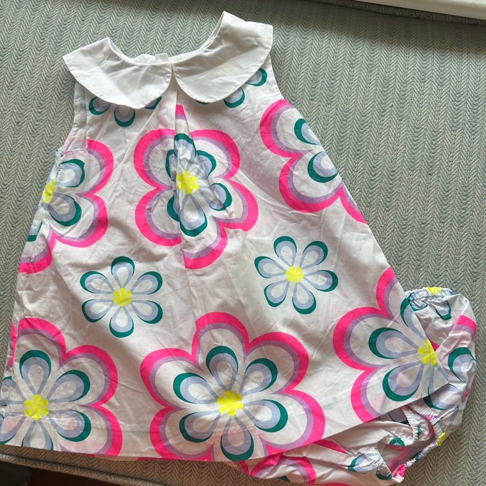 Jacadi Pink and White Floral Kids Dress